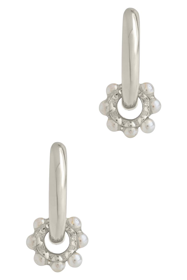 Alana Imitation Pearl Huggie Hoop Earrings, Alternate, color, SILVER