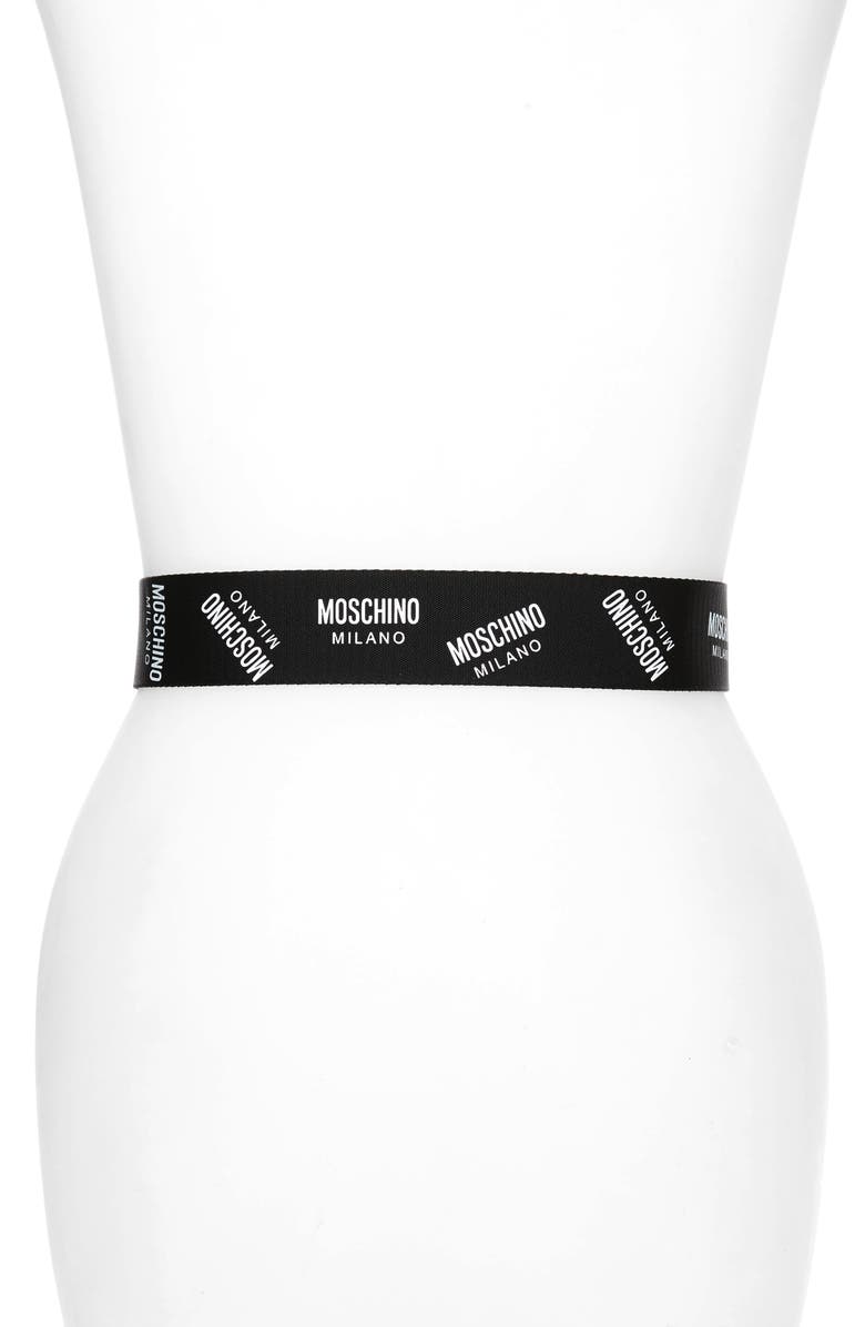 Moschino Sporty Print Belt, Alternate, color, Black Print