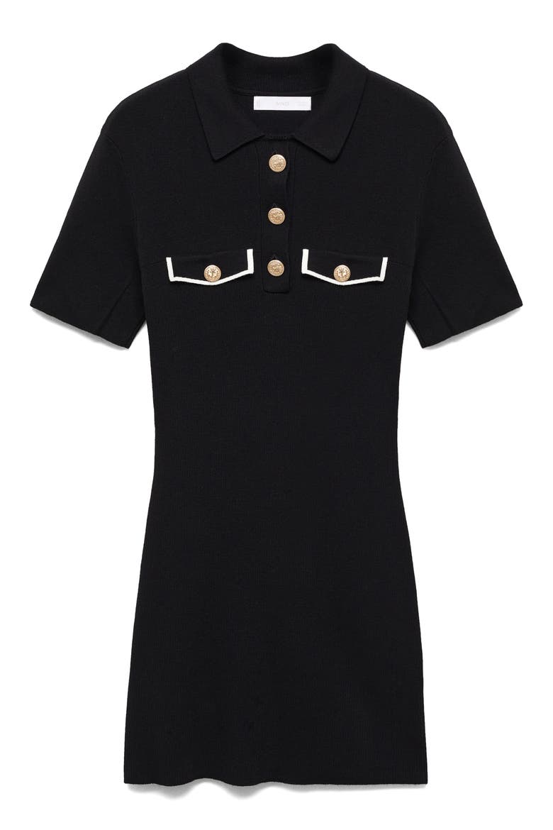 Polo Knit Minidress, Alternate, color, BLACK
