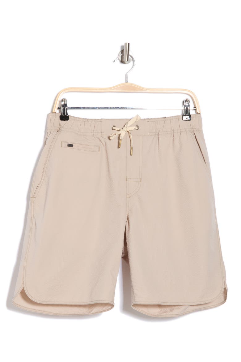 Hybrid Seersucker Drawstring Shorts, Alternate, color, KHAKI