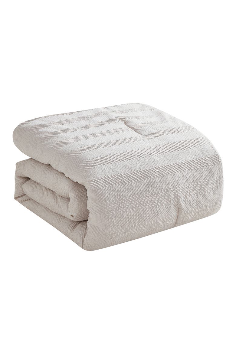 Herringbone Microfiber Reversible Comforter & Sham Set, Alternate, color, TAUPE