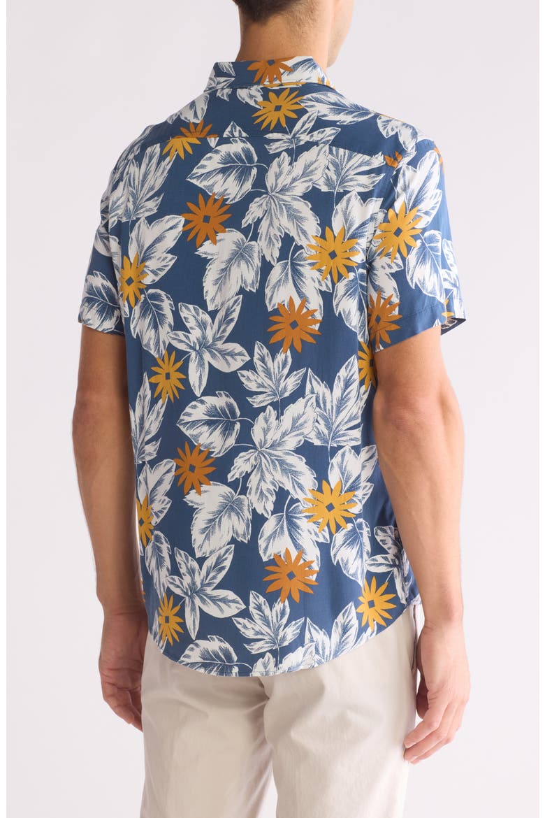 Floral Short Sleeve Button-Up Shirt, Alternate, color, SARGASSO SEA