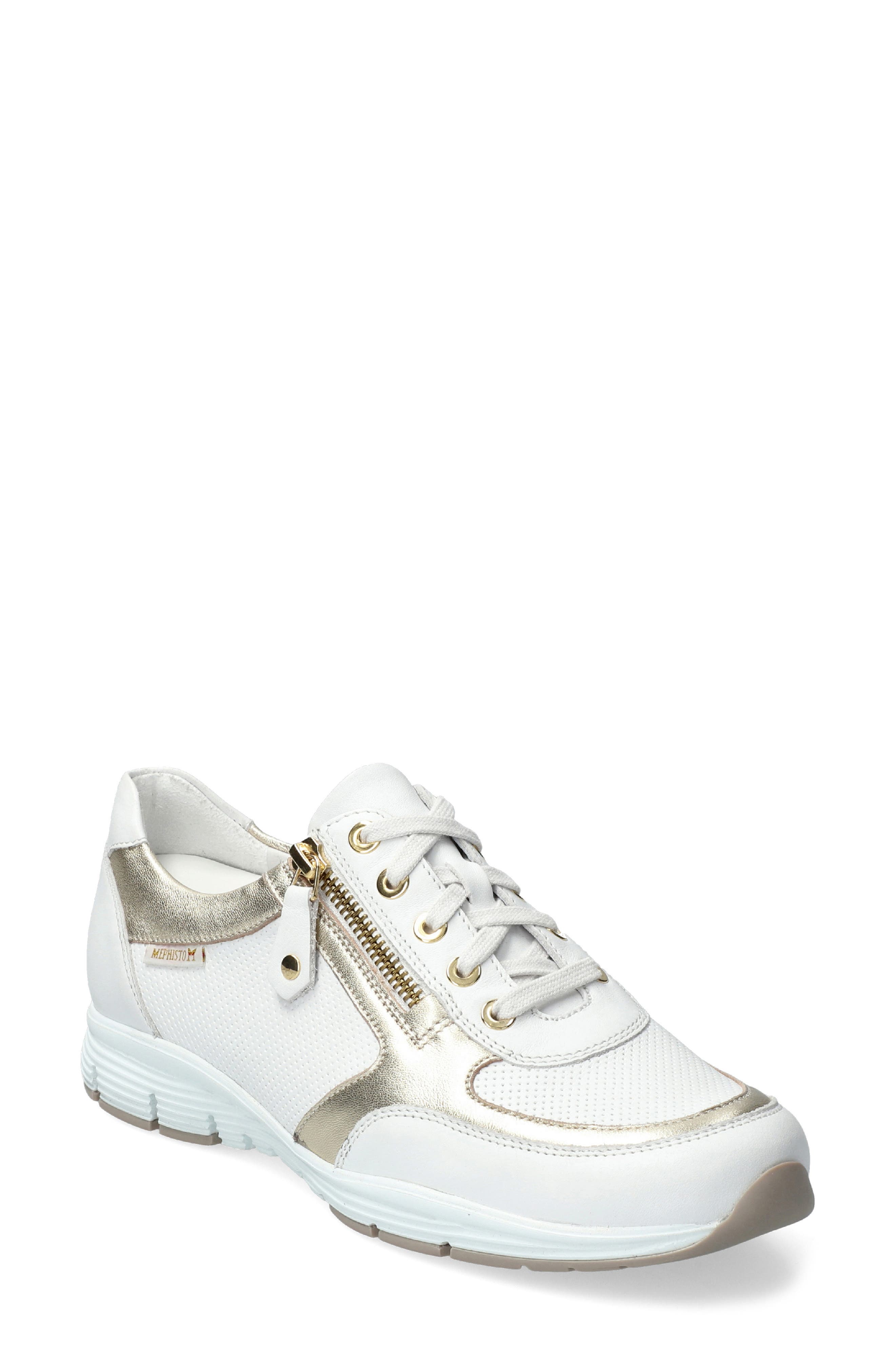 Mephisto Ylona Sneaker, Main, color, White/ Gold