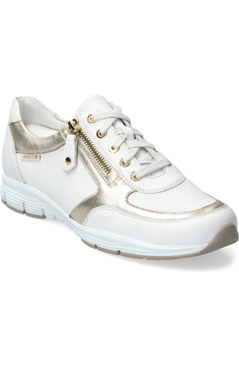 Mephisto Ylona Sneaker, Main, color, White/ Gold