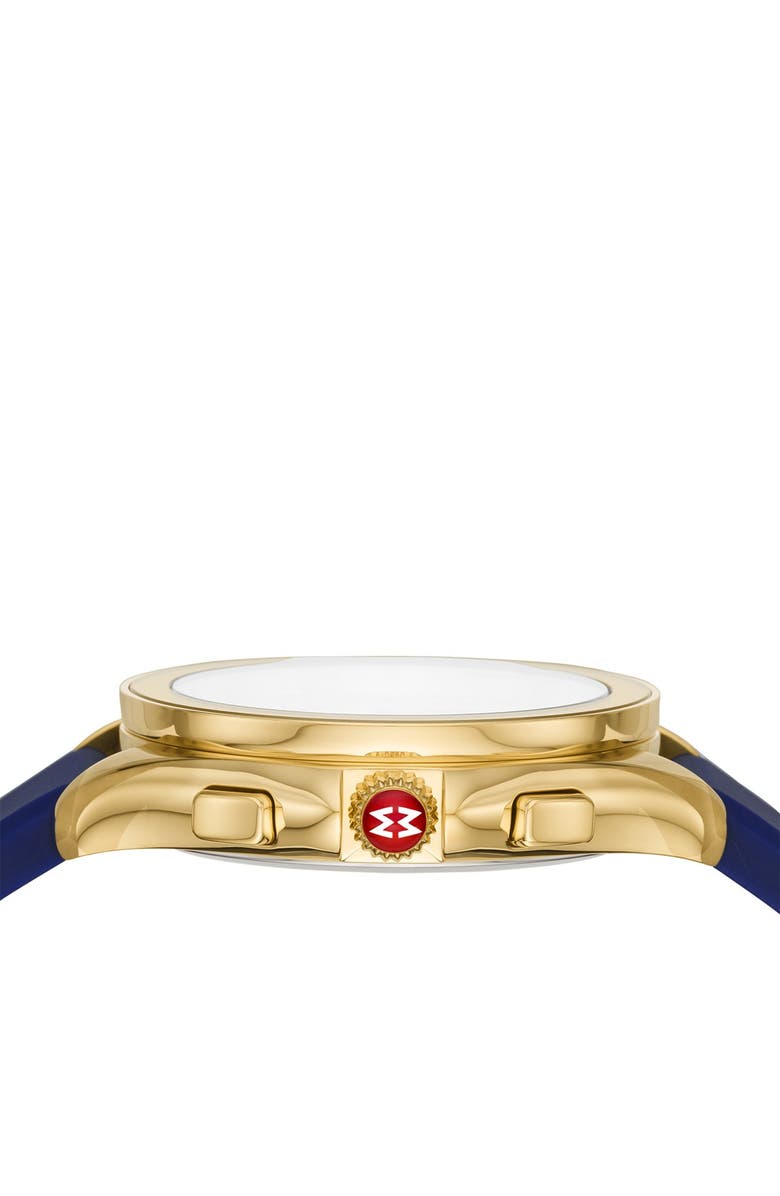MICHELE Women's Cape Yellow Topaz Navy Silicone Strap Watch, 40mm, Alternate, color,