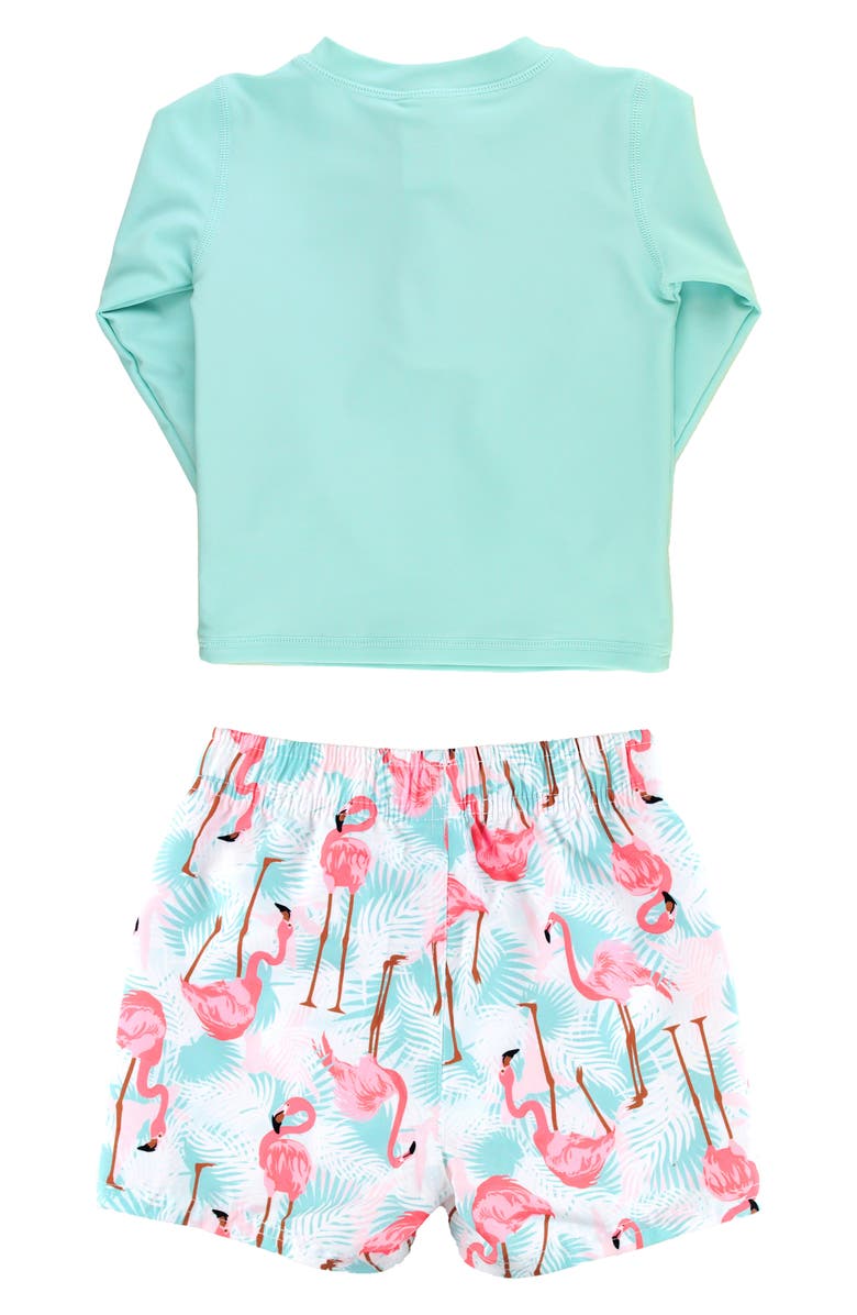 RuggedButts Flamingo Two-Piece Rashguard Swimsuit, Alternate, color, 