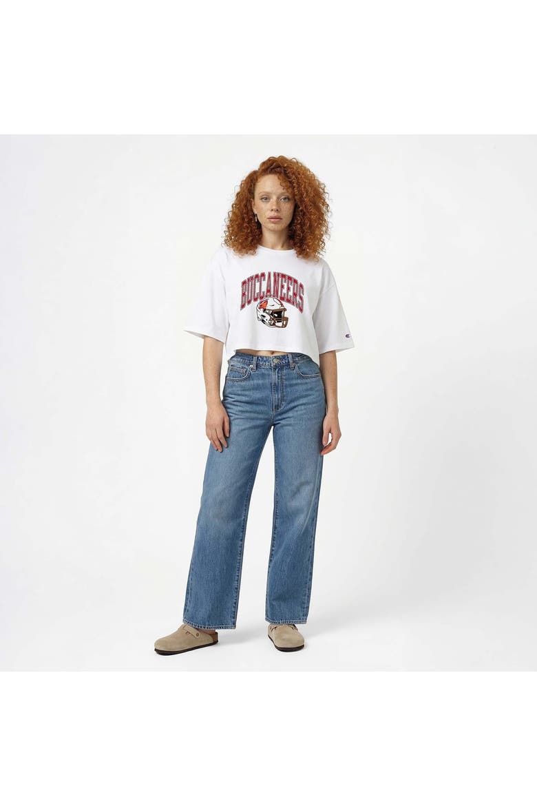 Women's Champion  White Tampa Bay Buccaneers Boyfriend Cropped T-Shirt, Alternate, color, White