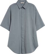 Fear of God Short Sleeve Cotton & Wool Stretch Oxford Button-Up Shirt