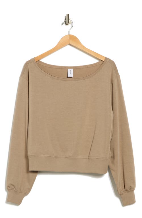Abound Loved Off-the-shoulder Fleece Sweatshirt In Brown