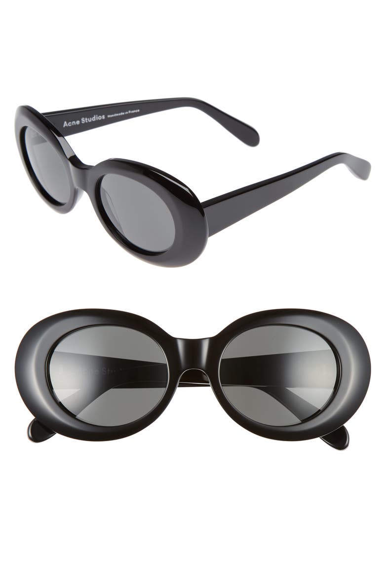 Mustang 47mm Oval Sunglasses, Alternate, color, BLACK