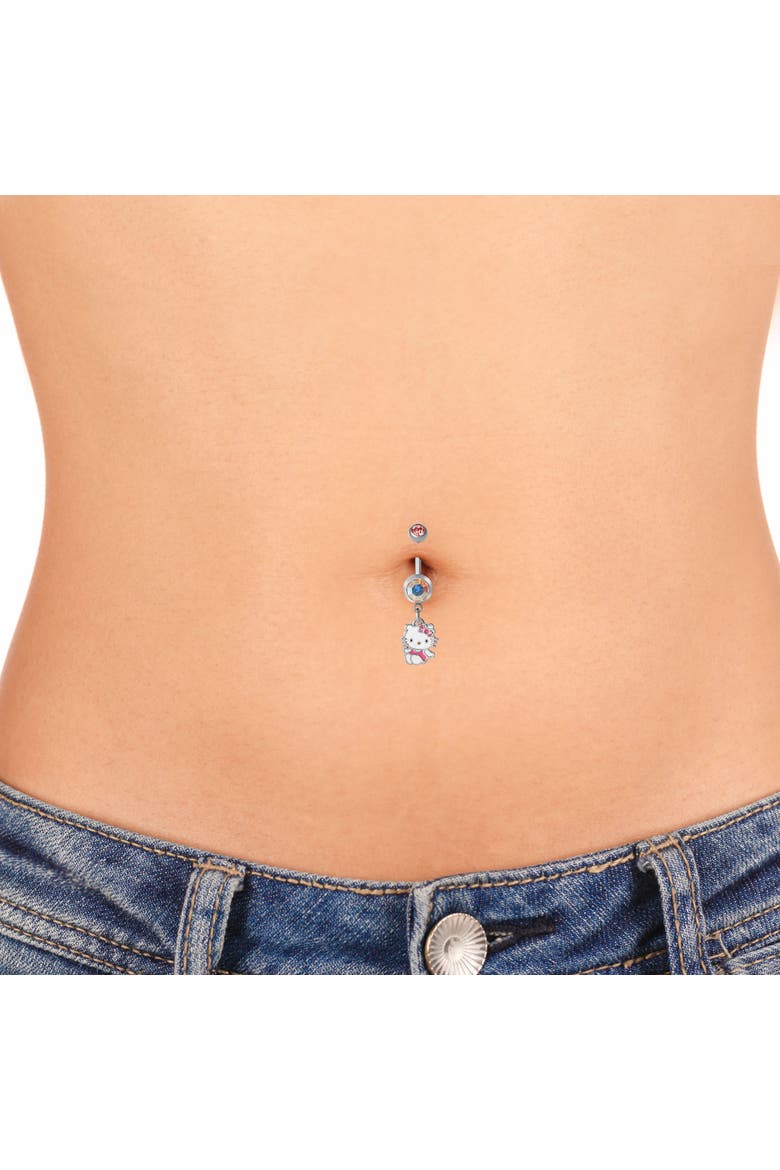 Stainless Steel Light Rose Crystal Belly Button Ring, Alternate, color, Silver