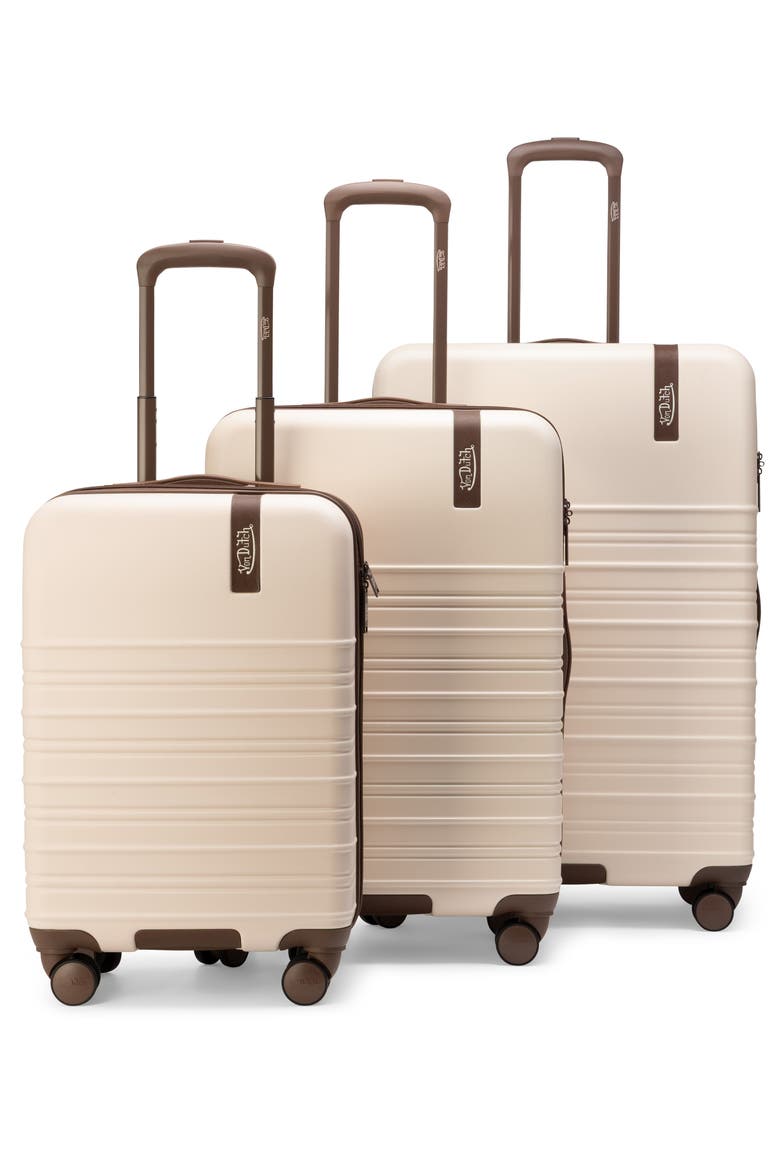 Retro Trek 3-Piece Expandable Hardside Spinner Luggage Set, Main, color, Ivory