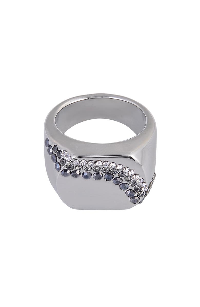 Laundry by Shelli Segal Crystal Geometric Signet Ring, Main, color, 