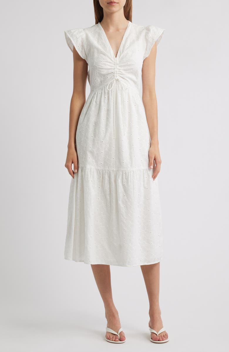 Lipsy Broderie Cotton Midi Dress, Main, color, 