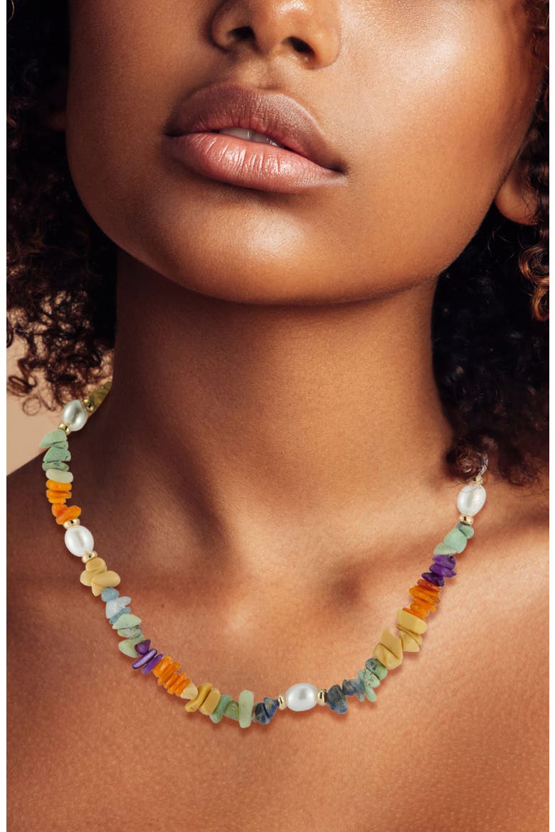 Multicolor Beaded Necklace, Alternate, color, GOLD