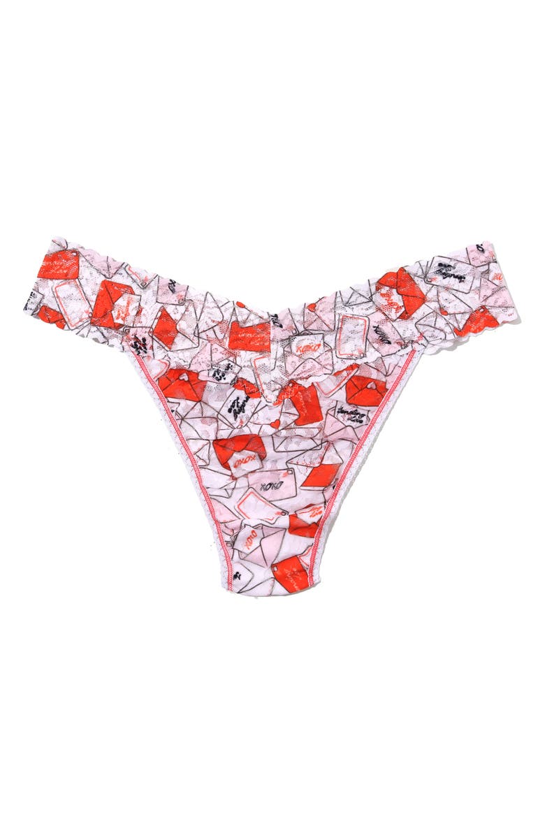 Hanky Panky Print Original Rise Thong, Alternate, color, With Love White