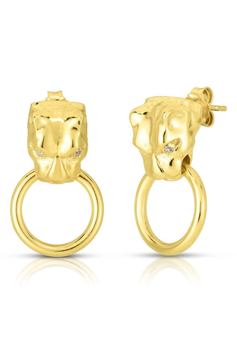 SPHERA MILANO 14K Gold Vermeil CZ Door Knocker Earrings, Main, color, 