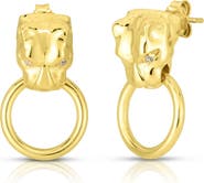 SPHERA MILANO 14K Gold Vermeil CZ Door Knocker Earrings