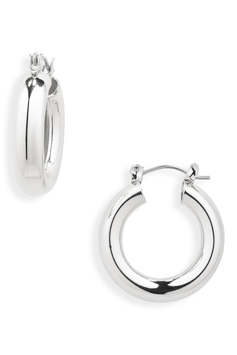 Dipped Bold Medium Hoop Earrings, Main, color, STERLING SILVER DIPPED