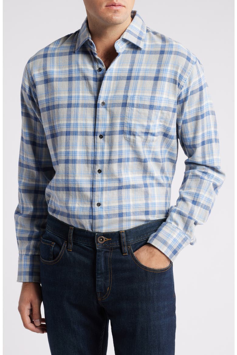 Sherbrooke Plaid Button-Up Shirt, Main, color, BRITISH GREY