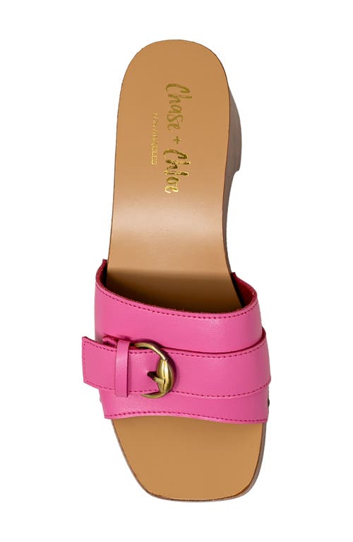 CHASE & CHLOE CHASE AND CHLOE SORAYA BUCKLE PLATFORM WEDGE SLIDE SANDAL 