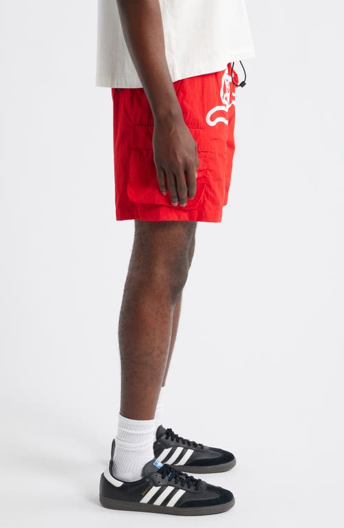 Icecream Running Dog Graphic Cargo Hiker Shorts In Red