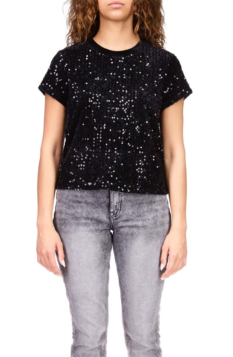 Sanctuary High Shine Perfect Sequin T-Shirt, Alternate, color, 