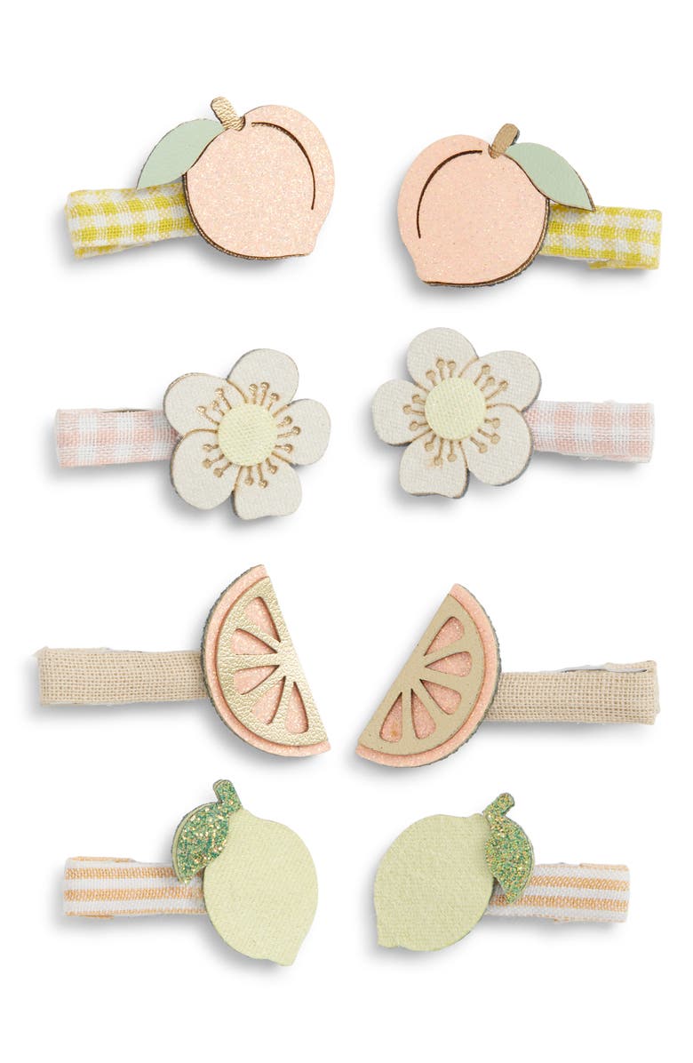 Mimi & Lula Kids' Peachy Citrus 8-Pack Mini Hair Clips, Main, color, Light/ Pastel Orange