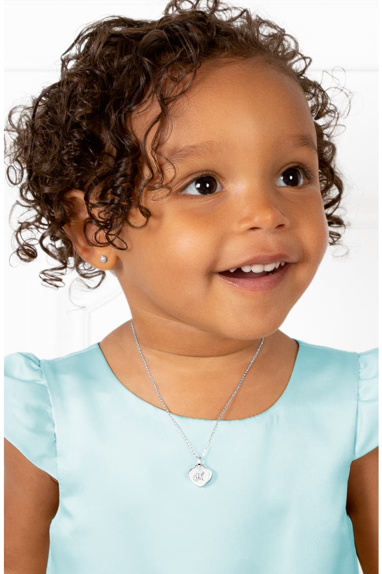 Sterling Silver Baby Heart & Engraved Initial 12-14" Necklace, Alternate, color, Silver - M