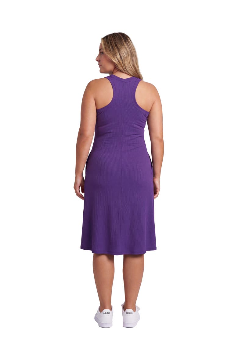 Curvy Essential Ribbed Knit Sleeveless Scoop Neck Pocket A-Line Midi Dress, Alternate, color, Purple