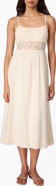 CAMI NYC Octavia Lace Inset Cotton Midi Dress