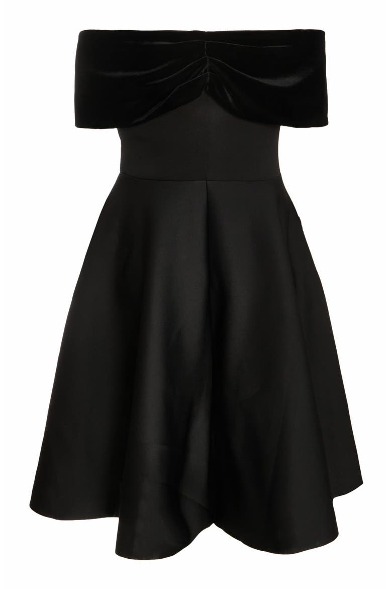 Plus Size Velvet Scuba Knit Bardot Skater Dress, Alternate, color, Black