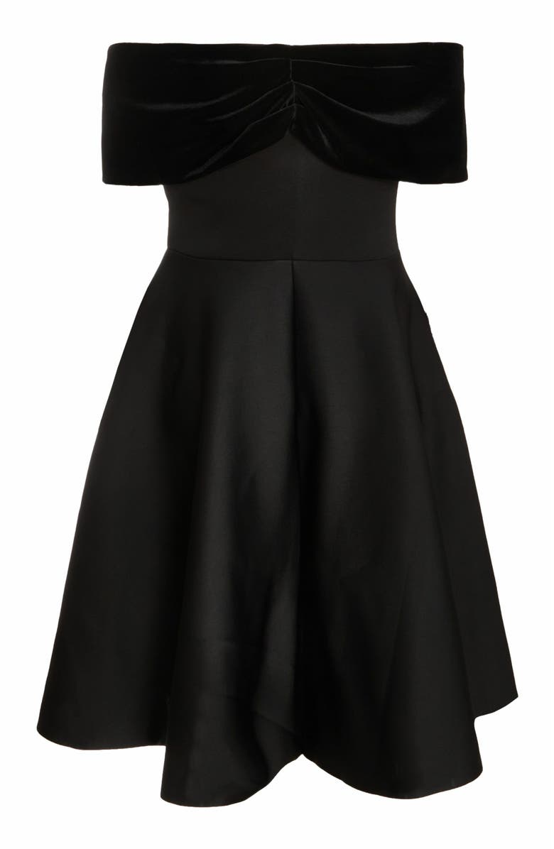 QUIZ Plus Size Velvet Scuba Knit Bardot Skater Dress, Alternate, color, 