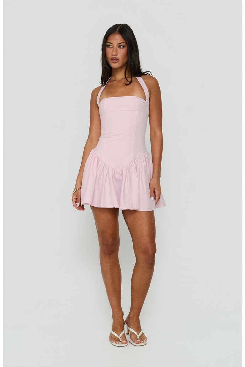 Esatora Halter Flare Minidress, Alternate, color, PINK