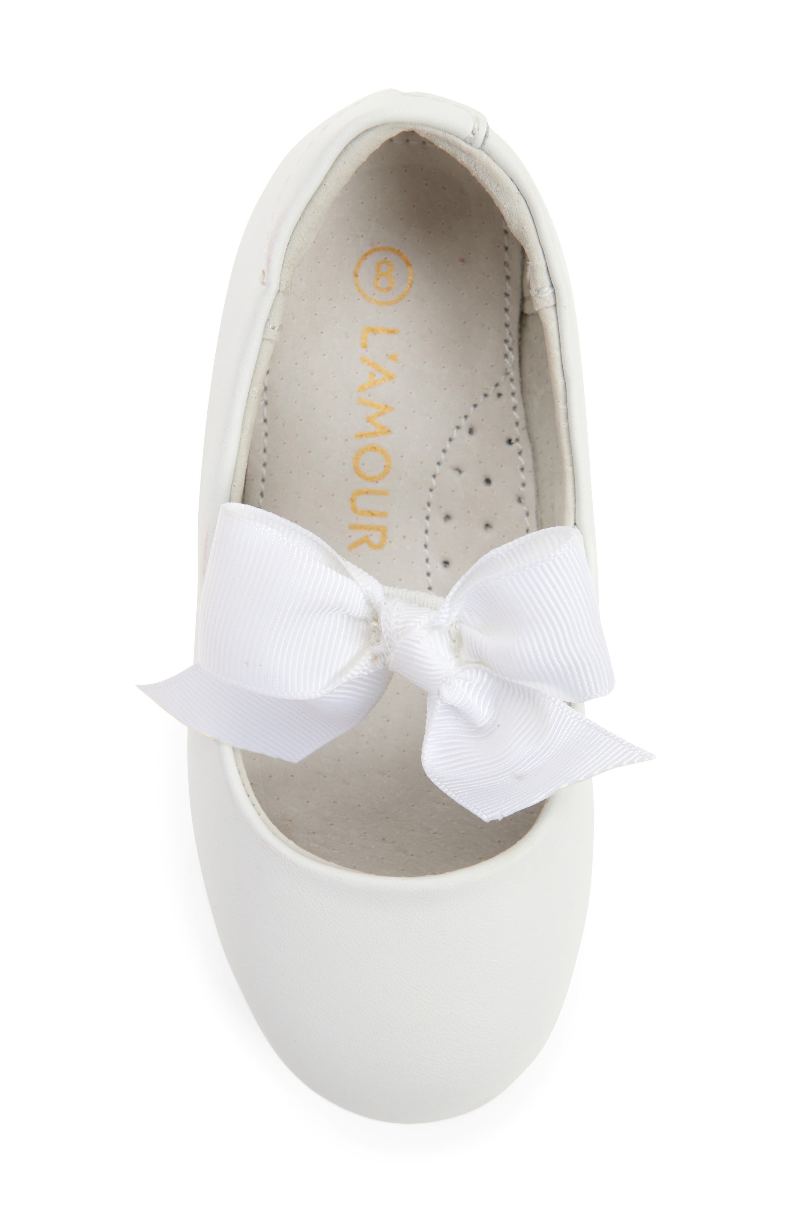 L'AMOUR Kids' Pauline Bow Mary Jane Flat, Alternate, color, White