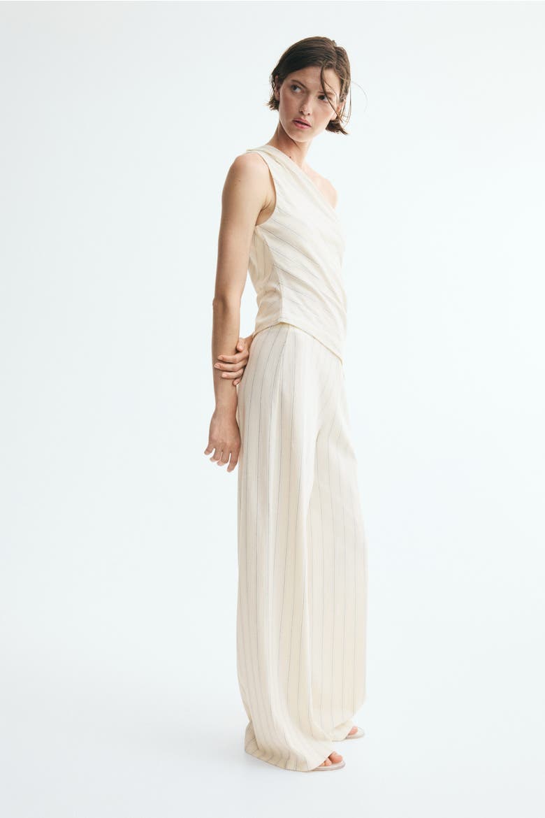 Cotton-blend Pull-on Pants, Main, color, Light beige/striped