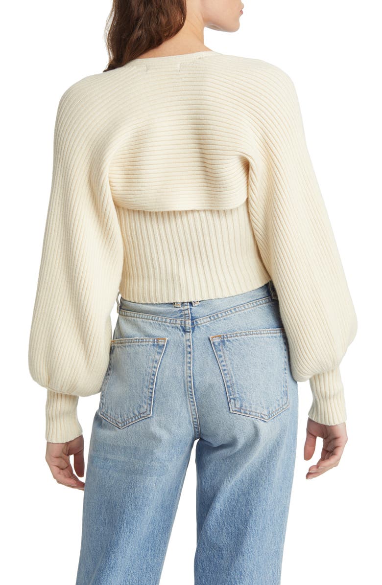 Lulus Twice the Love Rib Knit Tube Top & Bolero, Alternate, color, 