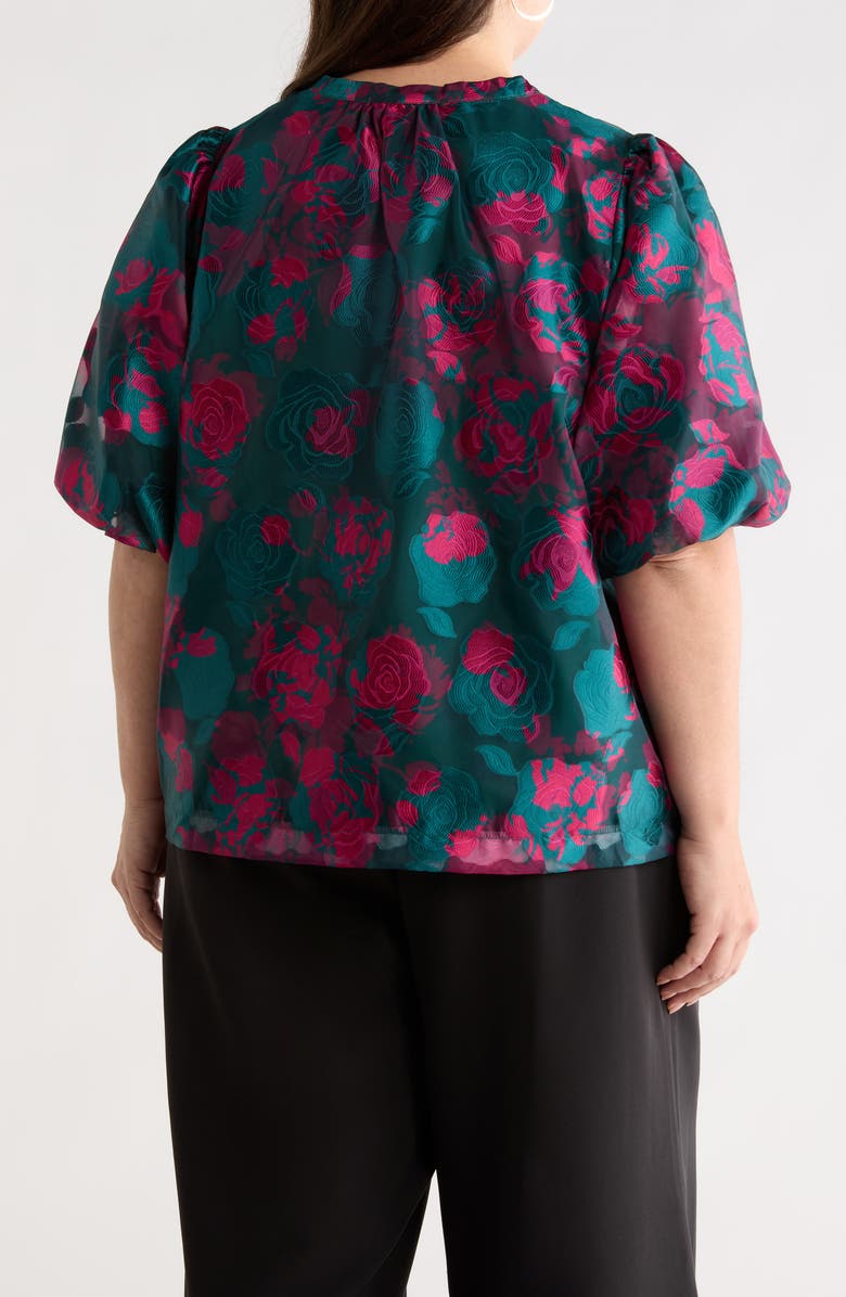 SUGARLIPS Kaelani Floral Jacquard Top, Alternate, color, Teal-Pink