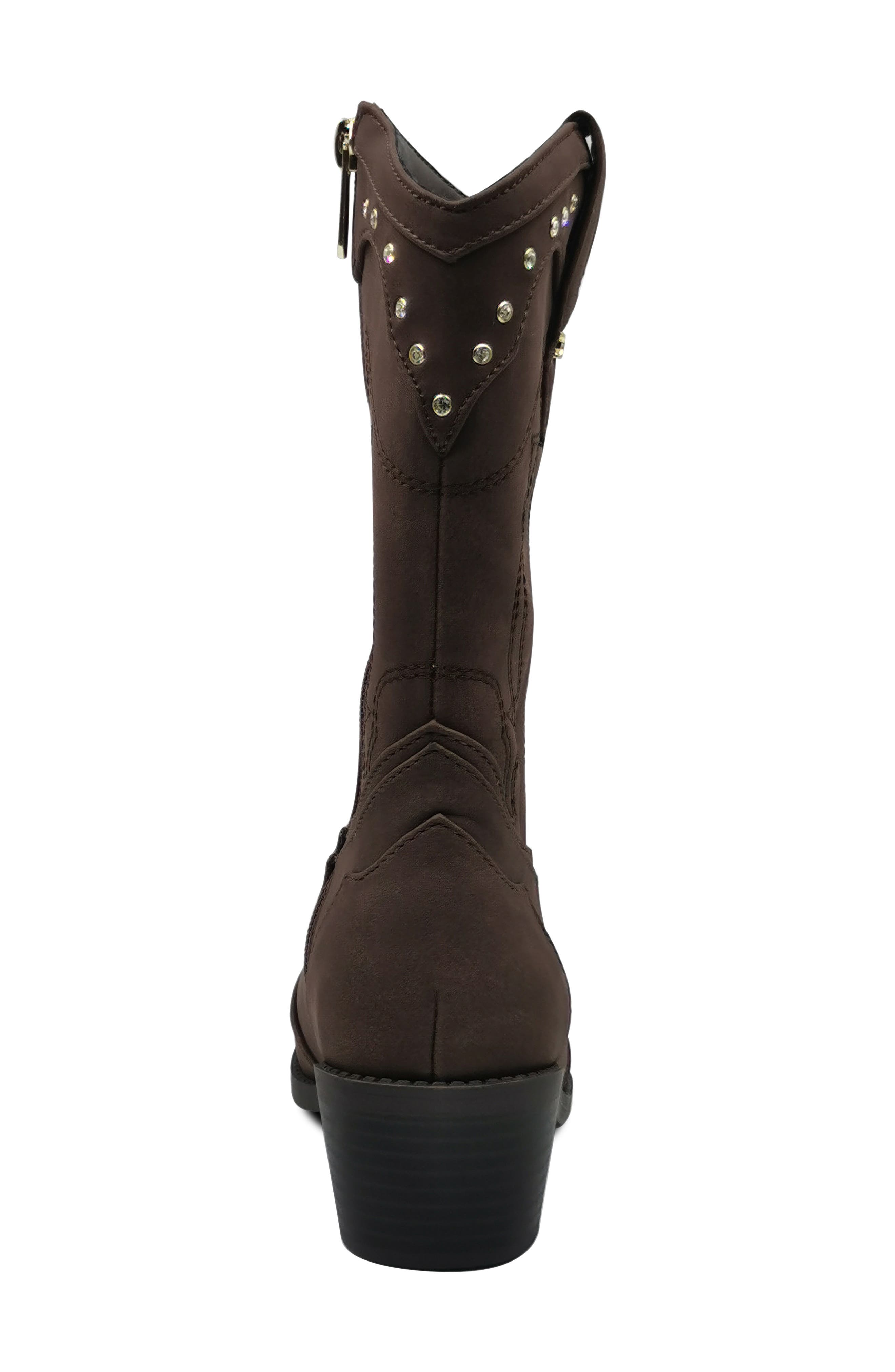 Kids' Westerly Rise Cowboy Boot, Alternate, color, DARK BROWN