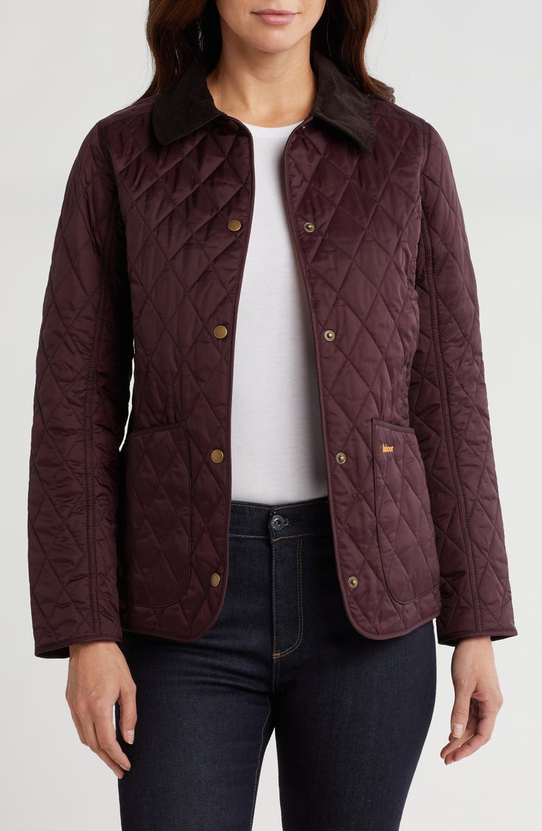 Barbour Annadale Diamond Quilted Jacket, Alternate, color, Black Cherry