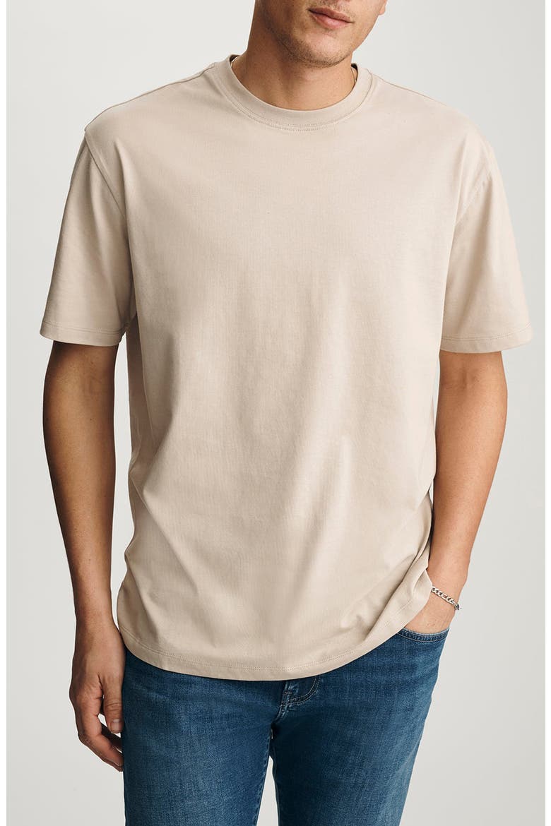 Light Tan Cotton Crewneck T-Shirt, Main, color, FEATHER GRAY