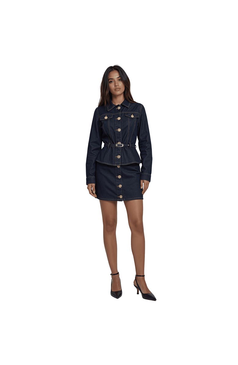 AKALIA The Monaco Denim Peplum Jacket, Alternate, color, Denim Blue