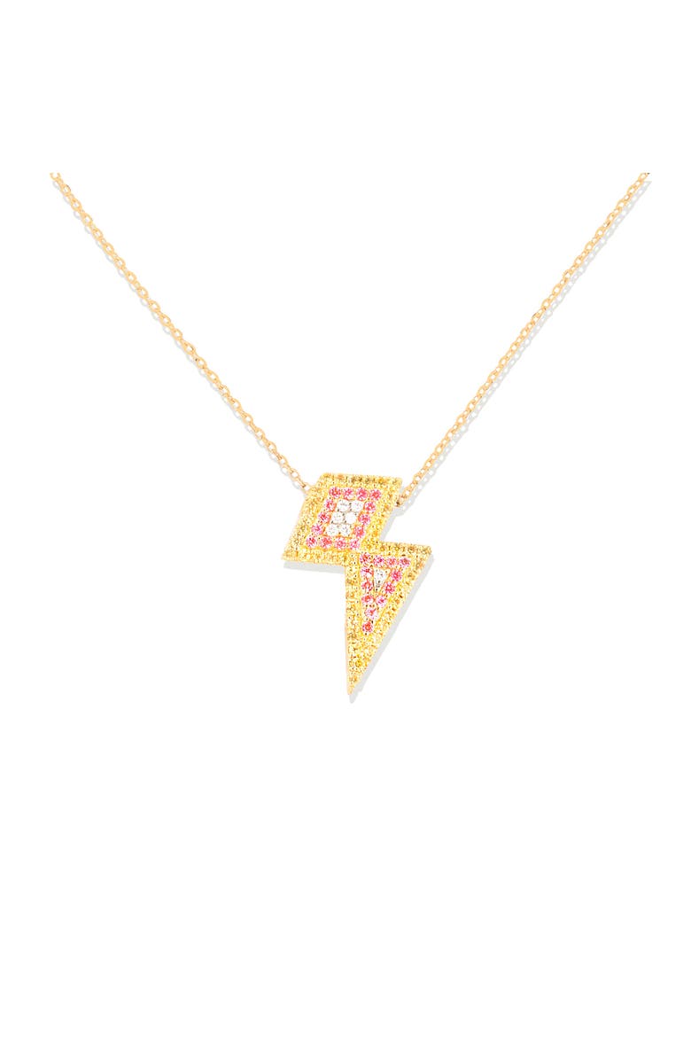 JuJu Lightning Bolt Charm Necklace, Main, color, Gold