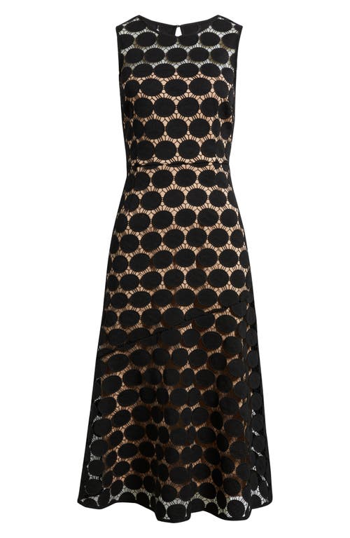 Sam Edelman Polka Dot Lace Midi Dress In Black
