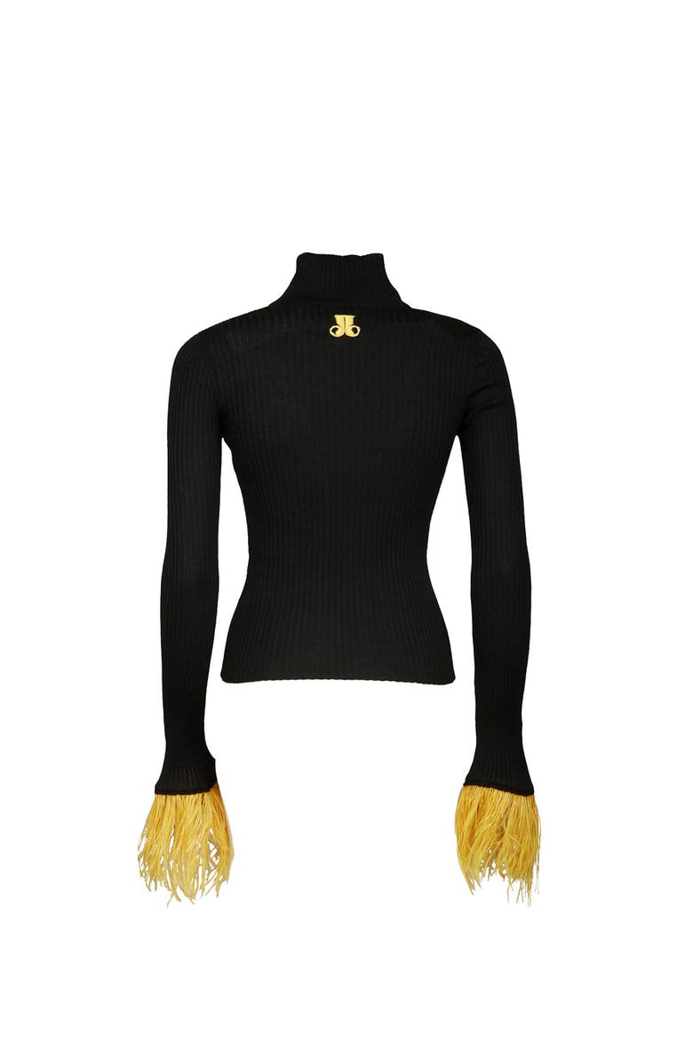 High Kick Top With Feathers Black, Alternate, color, Black
