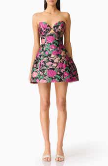 Elliatt Raisa Tulip Jacquard Strapless Minidress