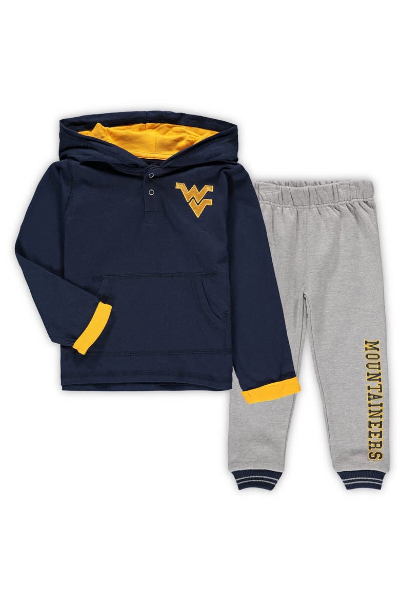 Toddler Colosseum Navy/Heathered Gray West Virginia Mountaineers Poppies Hoodie and Sweatpants Set, Main, color, Navy