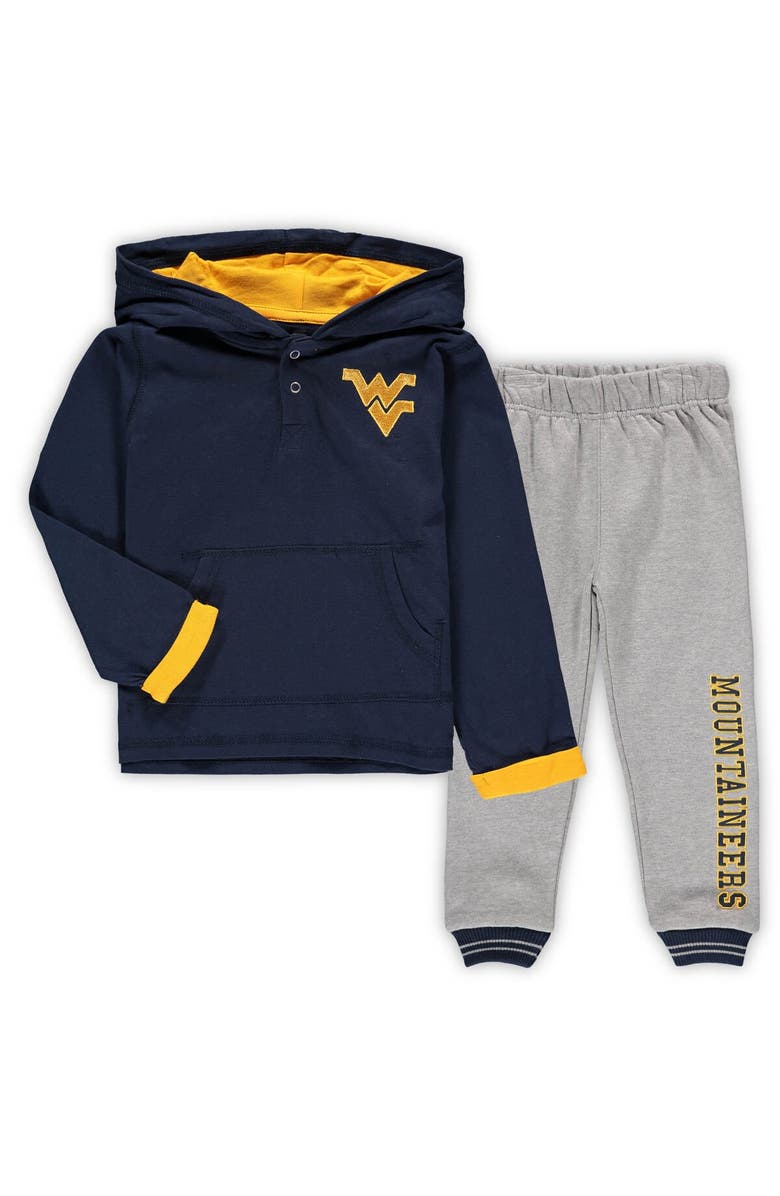 COLOSSEUM Toddler Colosseum Navy/Heathered Gray West Virginia Mountaineers Poppies Hoodie and Sweatpants Set, Main, color, Navy