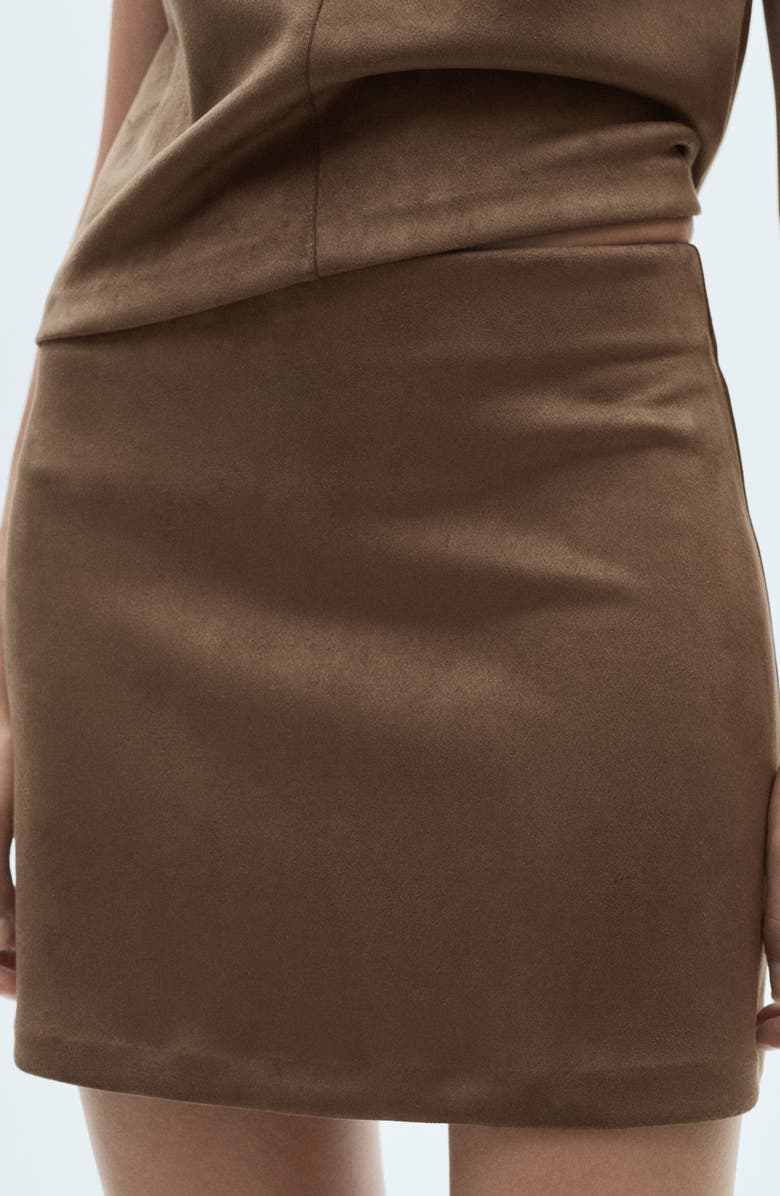 MANGO Faux Leather Miniskirt, Alternate, color, Light/ Pastel Brown