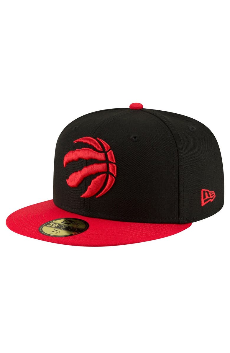 New Era Men's New Era Black/Red Toronto Raptors 2-Tone 59FIFTY Fitted Hat, Main, color, 